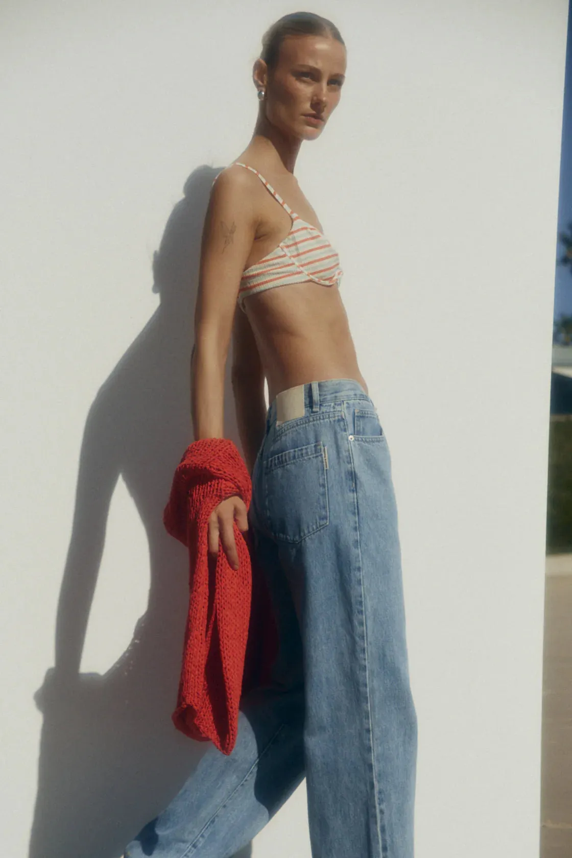 Chilli Stripe Textured Waisted Full Brief