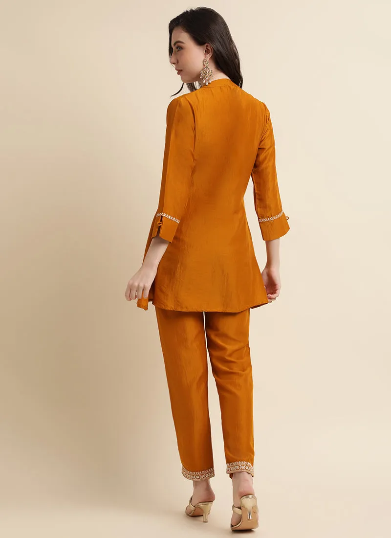 Chinon Kurta and Pant Set with Embroidery Work