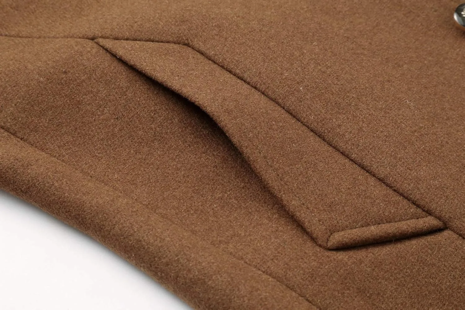 chouyatou Men's Classic Notched Collar Double Breasted Wool Blend Pea Coat