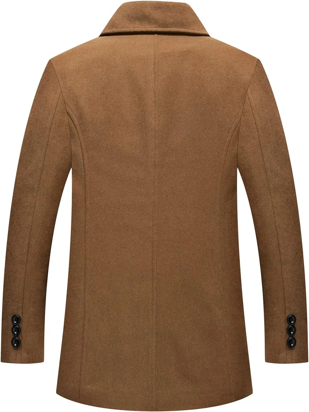 chouyatou Men's Classic Notched Collar Double Breasted Wool Blend Pea Coat