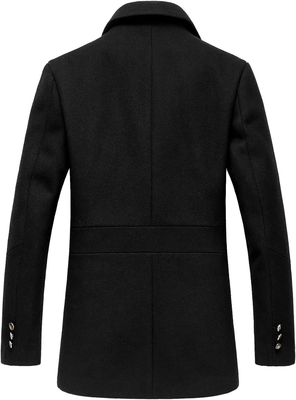 chouyatou Men's Classic Notched Collar Double Breasted Wool Blend Pea Coat