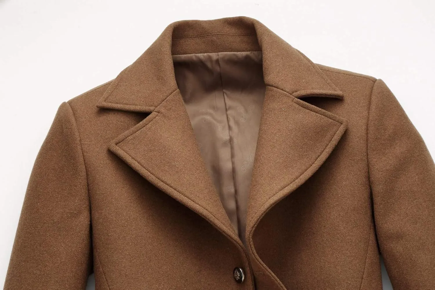 chouyatou Men's Classic Notched Collar Double Breasted Wool Blend Pea Coat