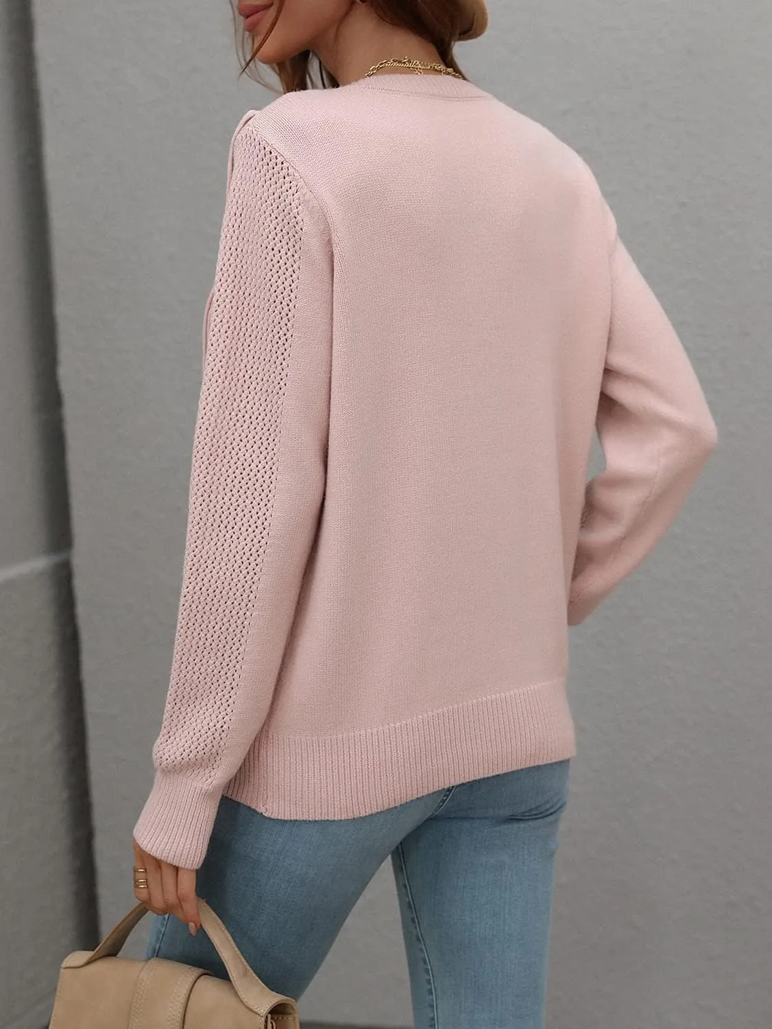 chouyatou Women's Casual Crewneck Fringe Tassel Knitted Pullover Sweater Jumper Tops