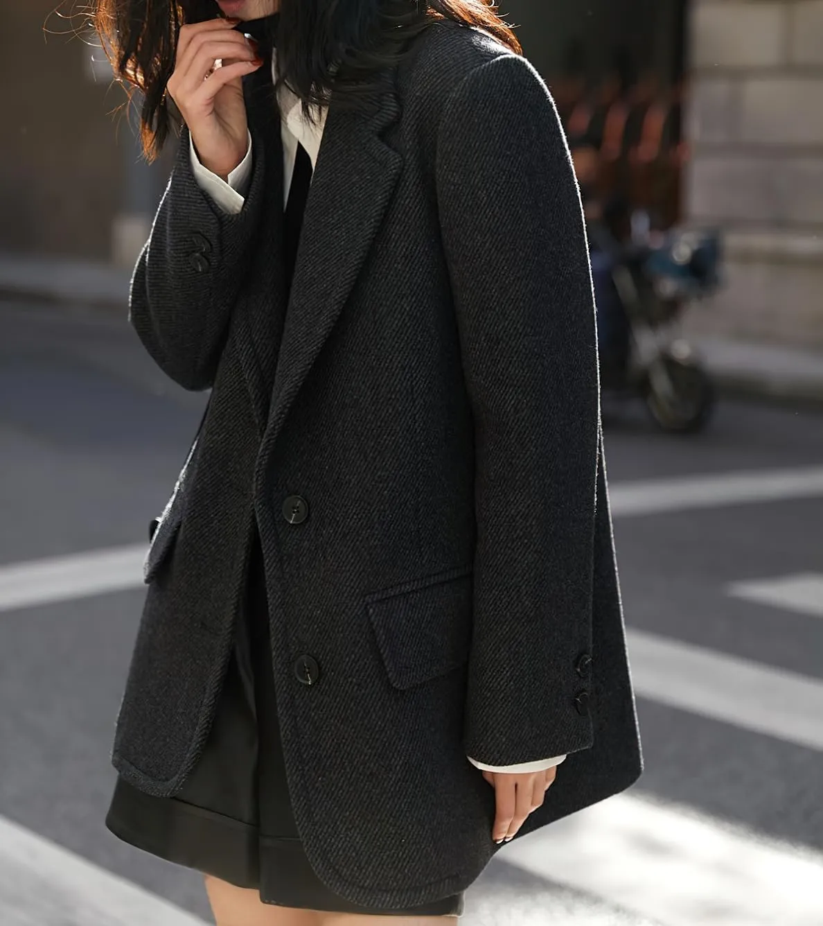 chouyatou Womens Vintage Wool Blend Casual Business Blazer Jacket Notch Lapel Dressy Work Trench Coat
