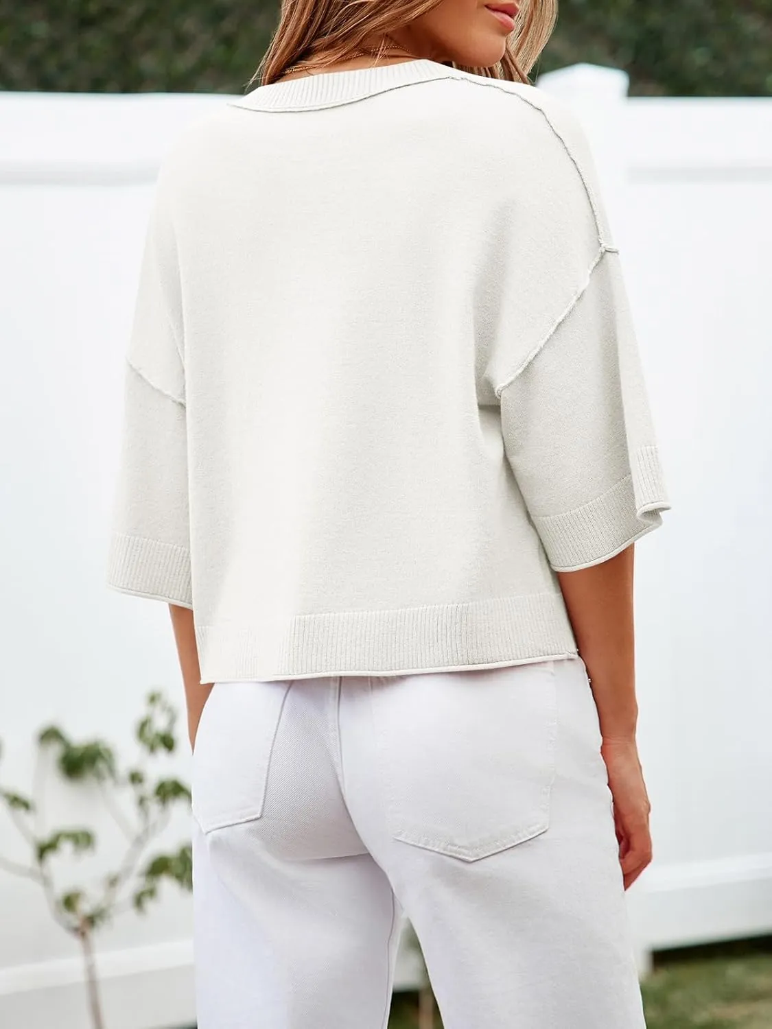 Cicy Bell Womens Half Sleeve Cardigan Sweaters Cropped Button Down Tops Oversized Lightweight Ribbed Knit Summer Outfits