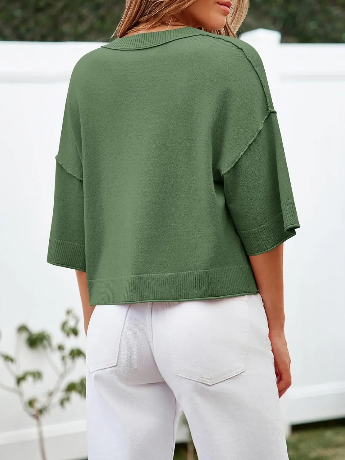 Cicy Bell Womens Half Sleeve Cardigan Sweaters Cropped Button Down Tops Oversized Lightweight Ribbed Knit Summer Outfits