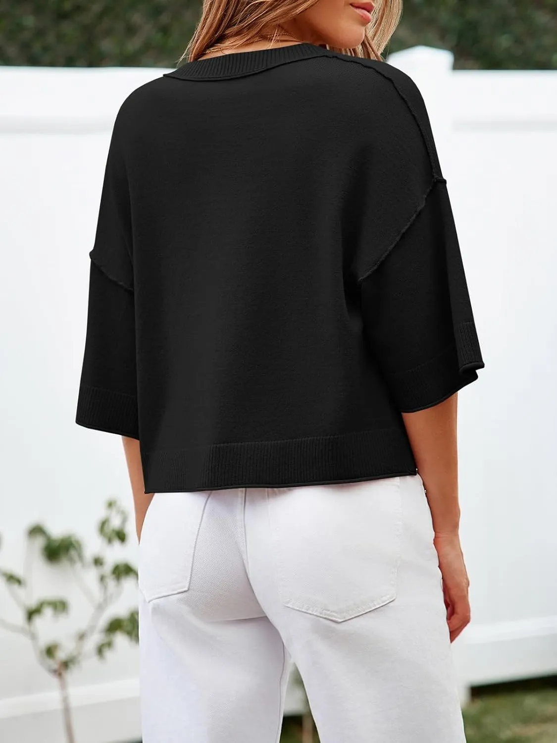 Cicy Bell Womens Half Sleeve Cardigan Sweaters Cropped Button Down Tops Oversized Lightweight Ribbed Knit Summer Outfits