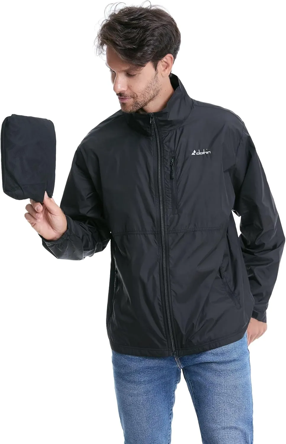 clothin Mens Lightweight Windbreaker Packable Jacket Water Resistant for Hiking Outdoor Cycling