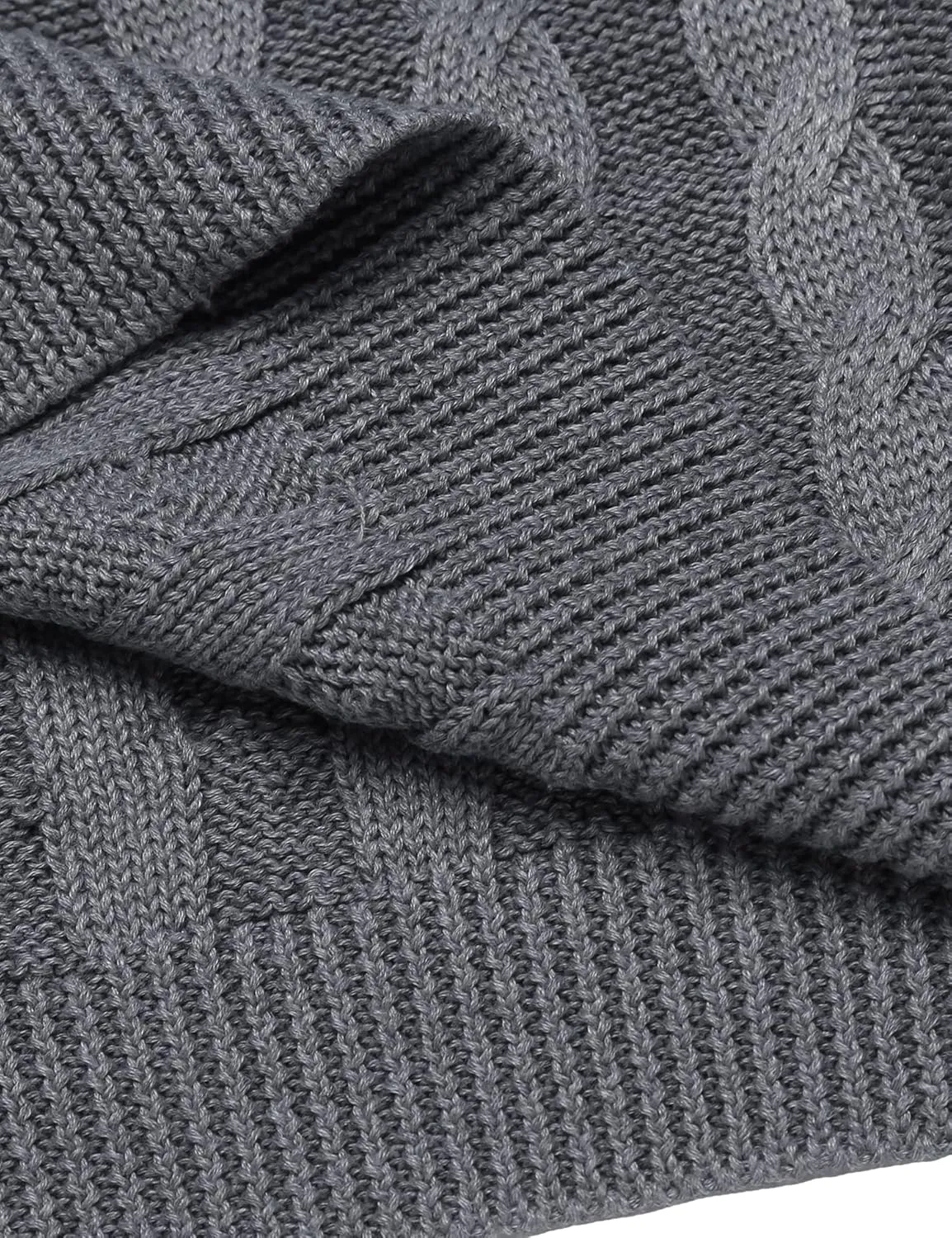 COOFANDY Men's Shawl Collar Pullover Sweater Slim Fit Casual Button Cable Knit Sweaters