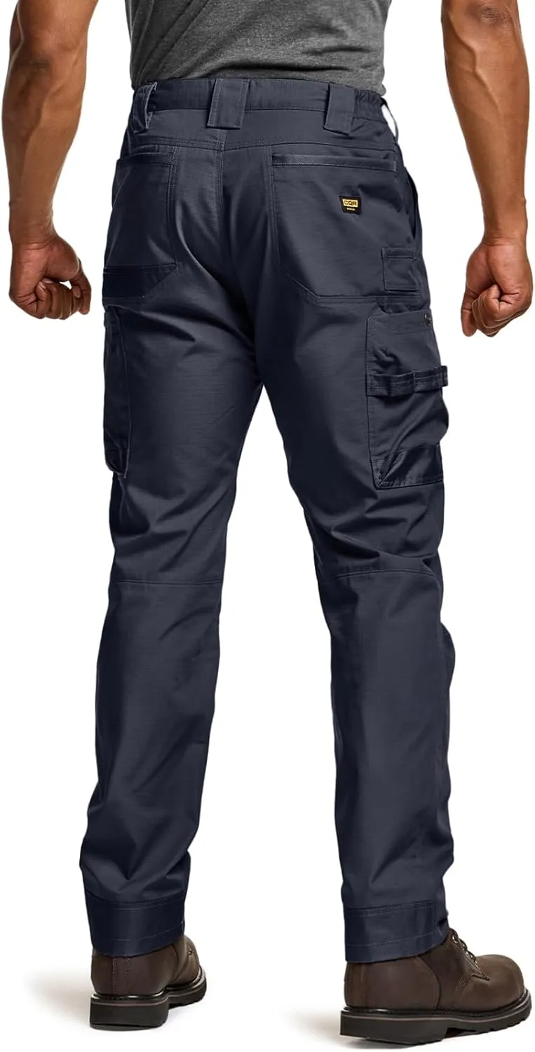 CQR Men's Quick Dry Work Pants, Water Resistant Outdoor Tactical Pants, Lightweight Stretch Cargo Hiking Pants