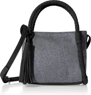 Danielle Nicole Womens Brigit Wool Blend Mini Bucket Handbag Gray Small