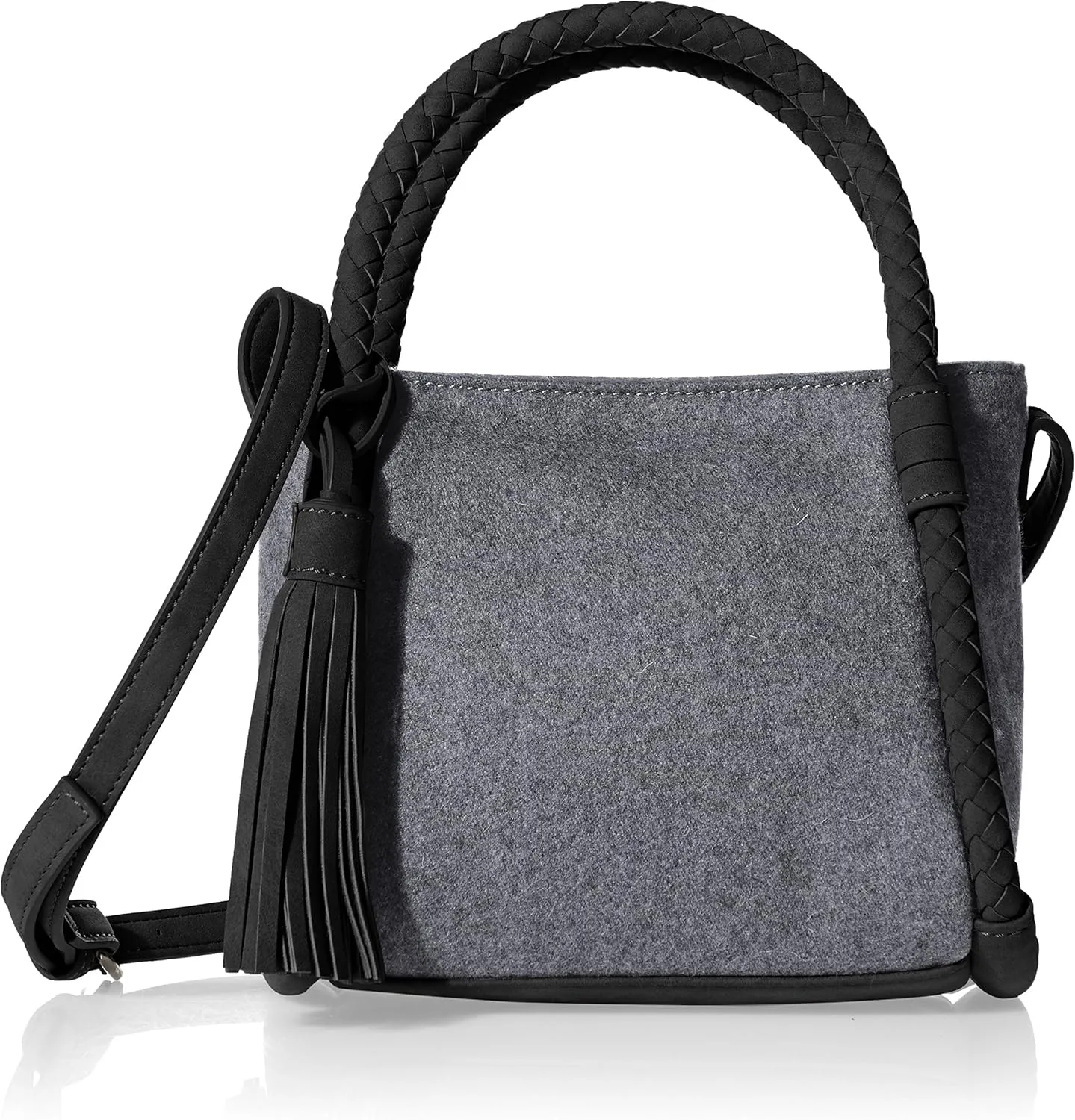 Danielle Nicole Womens Brigit Wool Blend Mini Bucket Handbag Gray Small