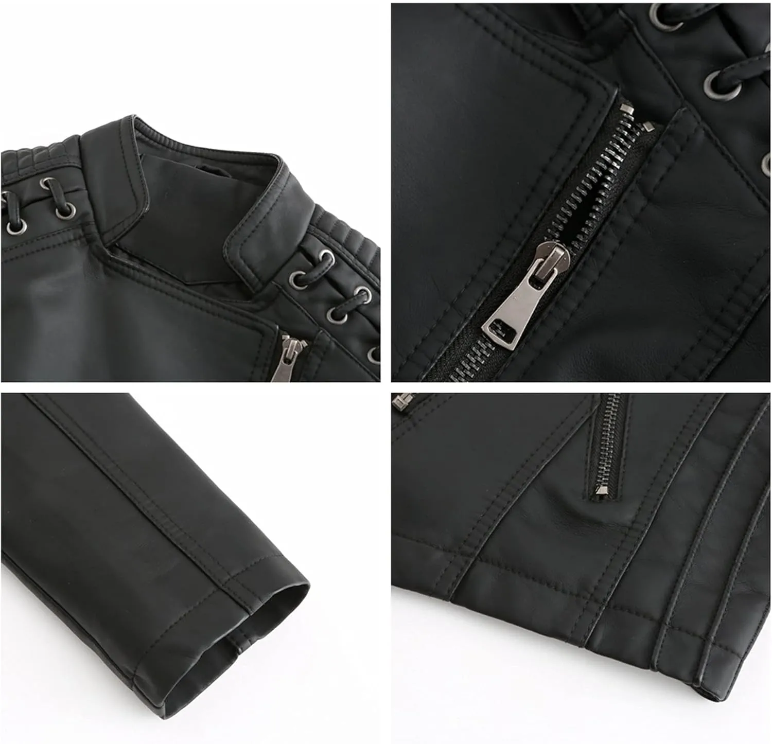 Dear model Women's Leather Jackets,Faux Leather Moto Jacket Slim Thin Leather for Casual Look