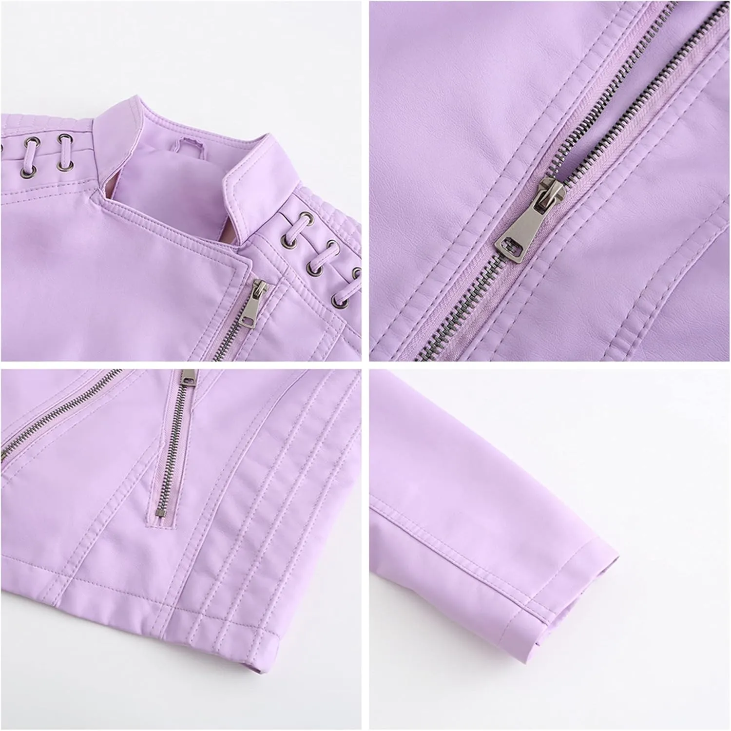 Dear model Women's Leather Jackets,Faux Leather Moto Jacket Slim Thin Leather for Casual Look