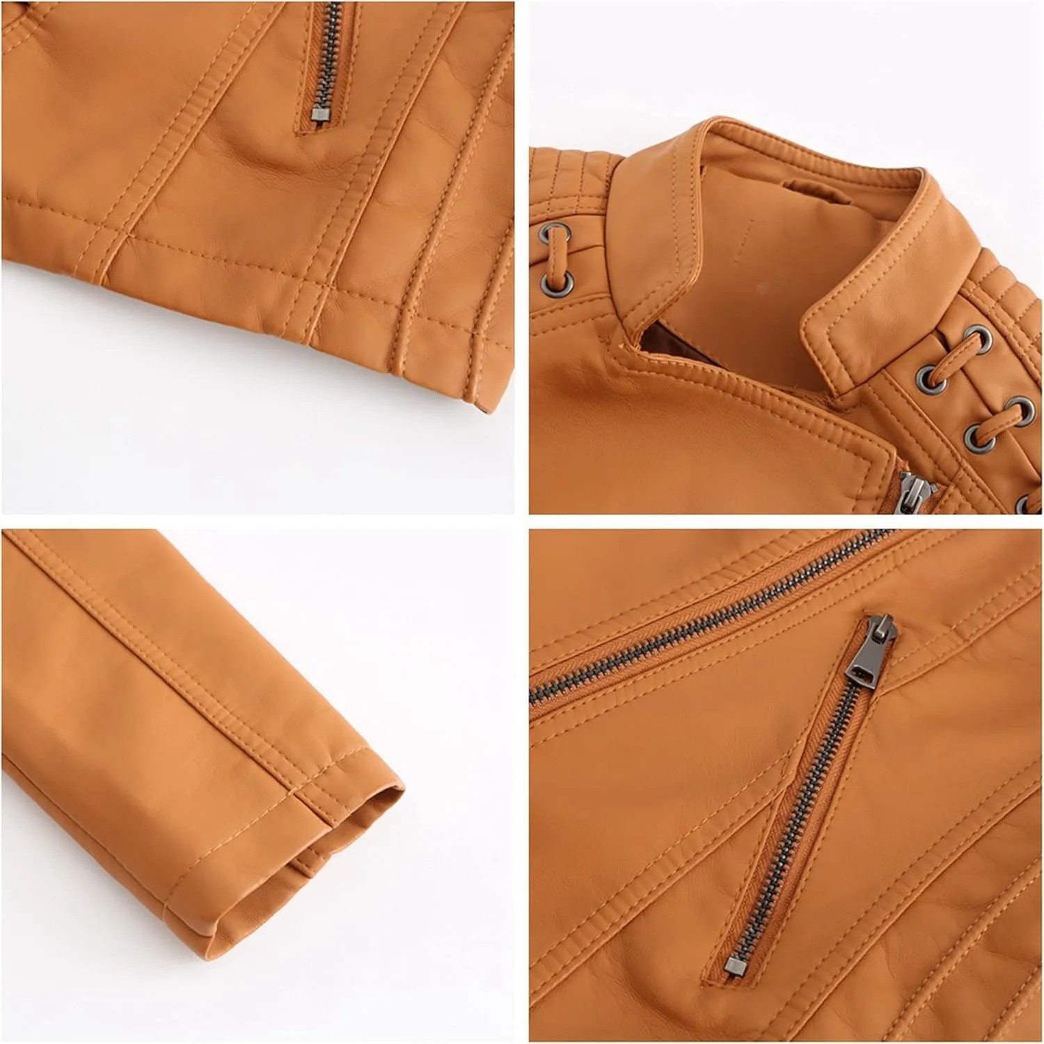 Dear model Women's Leather Jackets,Faux Leather Moto Jacket Slim Thin Leather for Casual Look