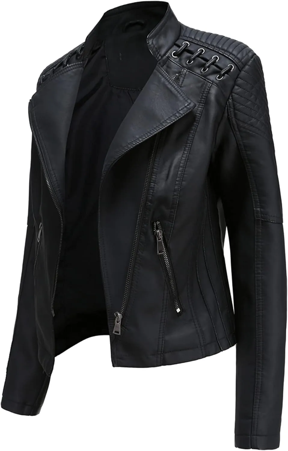 Dear model Women's Leather Jackets,Faux Leather Moto Jacket Slim Thin Leather for Casual Look