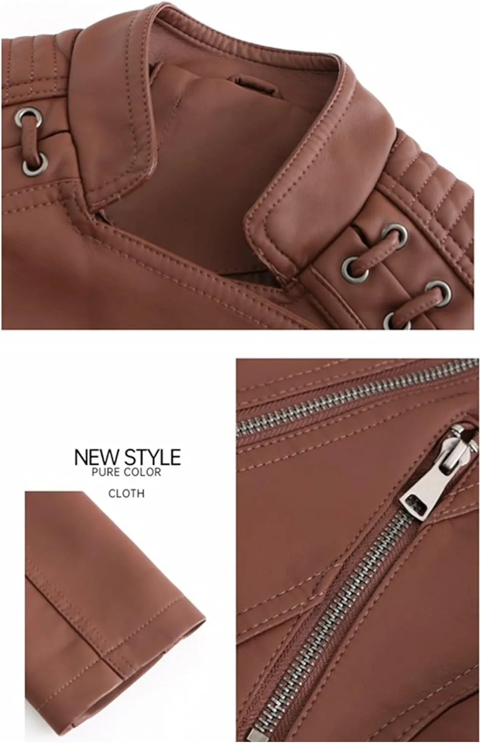 Dear model Women's Leather Jackets,Faux Leather Moto Jacket Slim Thin Leather for Casual Look