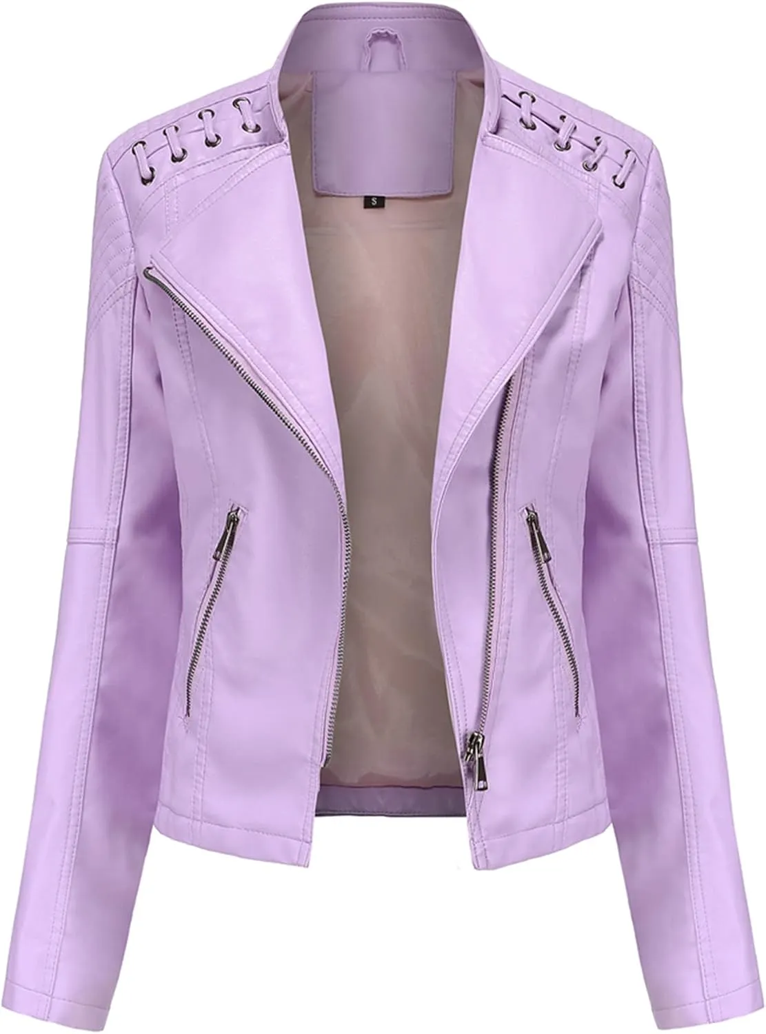 Dear model Women's Leather Jackets,Faux Leather Moto Jacket Slim Thin Leather for Casual Look