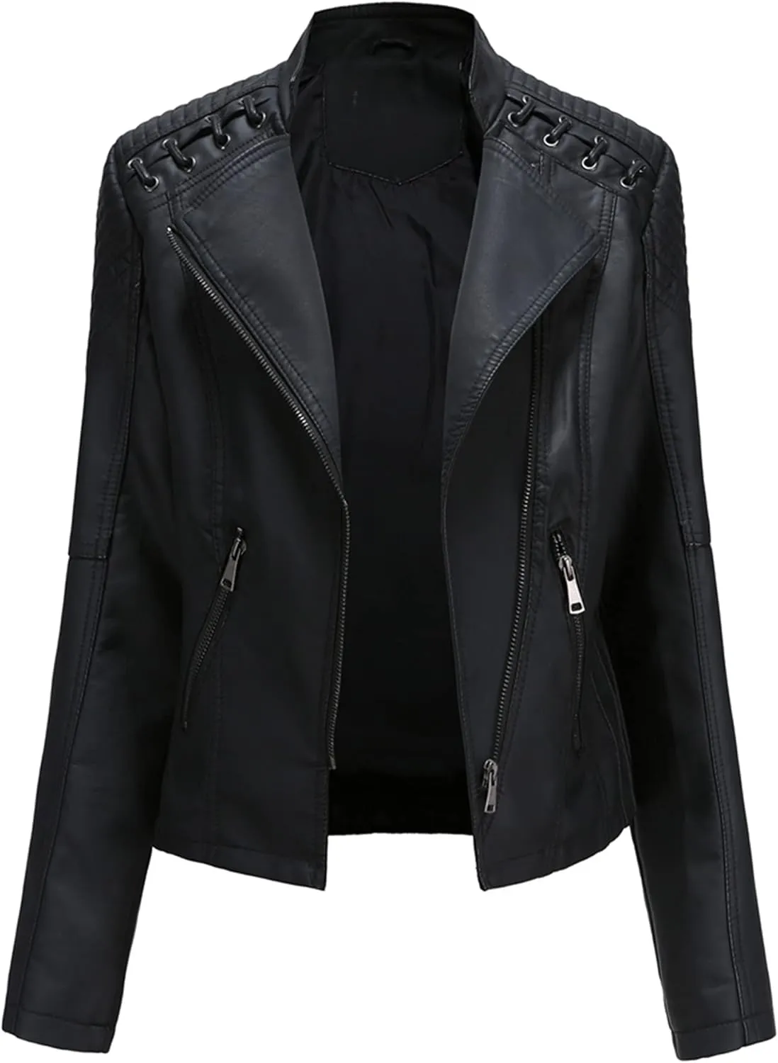 Dear model Women's Leather Jackets,Faux Leather Moto Jacket Slim Thin Leather for Casual Look