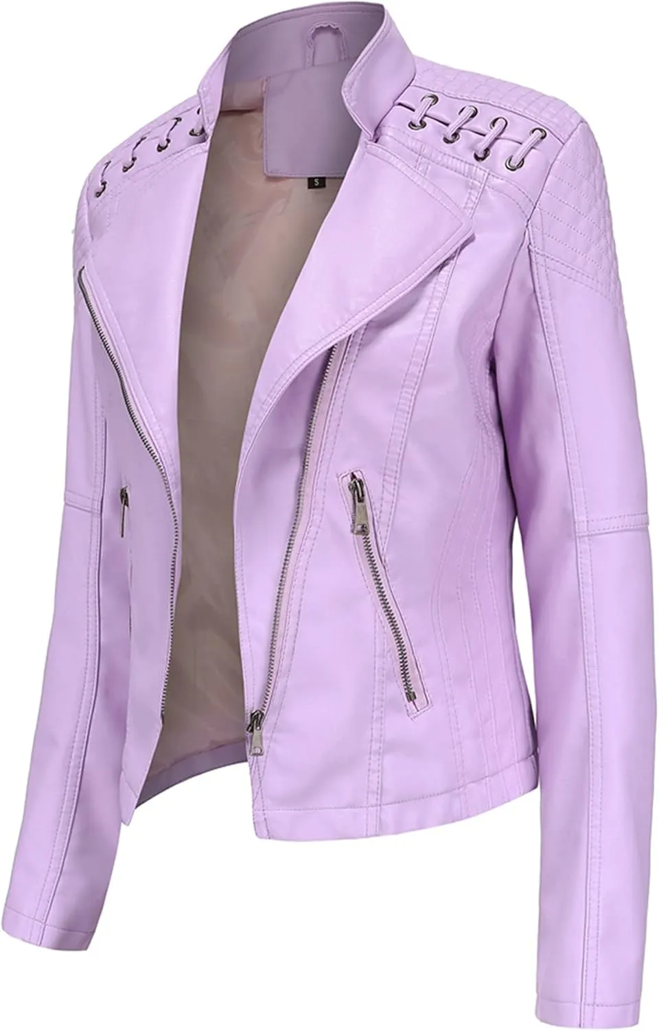 Dear model Women's Leather Jackets,Faux Leather Moto Jacket Slim Thin Leather for Casual Look