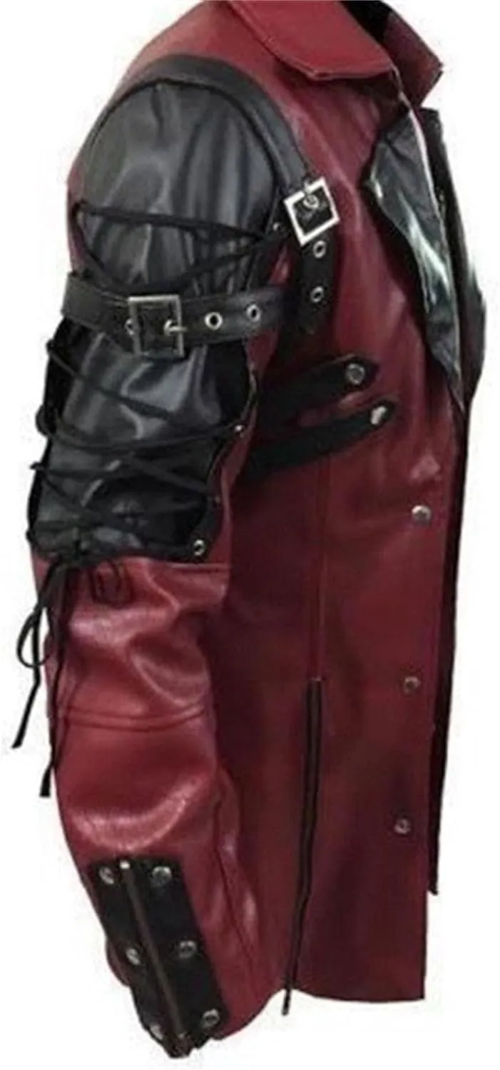 DGHM-JLMY Men's Loose Zipper Faux Leather Coat Long Sleeve Punk Biker Vintage Jacket Motorcycle Pu Leather Outwear Coat