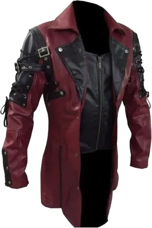 DGHM-JLMY Men's Loose Zipper Faux Leather Coat Long Sleeve Punk Biker Vintage Jacket Motorcycle Pu Leather Outwear Coat
