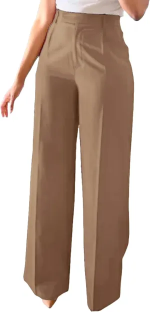 DGHM-JLMY Women's Commuter high Waist Draped Trousers Temperament Straight Leg Wide Leg Pants Business Essentials Suit Pant