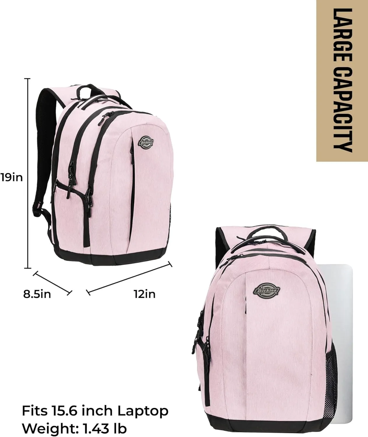 Dickies Laptop Backpack, Water Resistant College Computer Bag, Fits 15.6 Inch Notebook