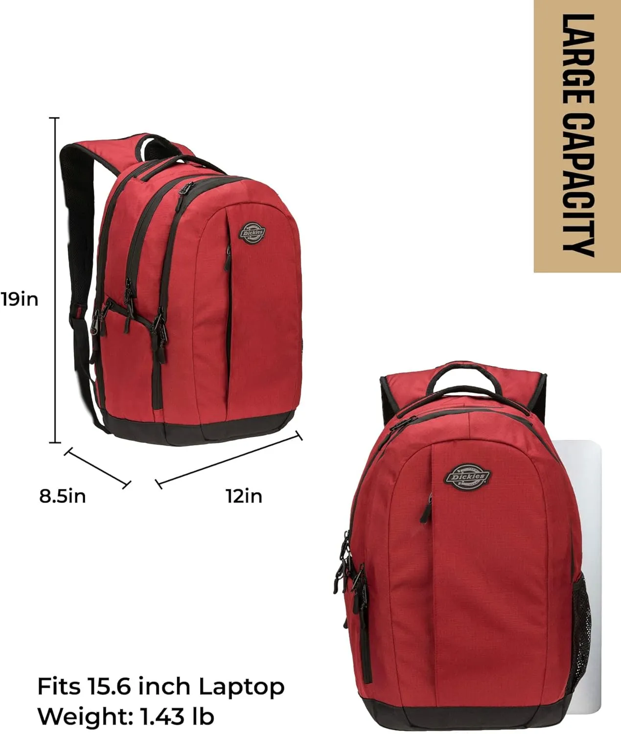 Dickies Laptop Backpack, Water Resistant College Computer Bag, Fits 15.6 Inch Notebook