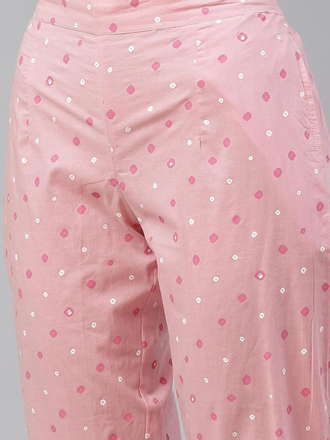 Divena Pink Cotton A-line  kurta Pant set with Dupatta