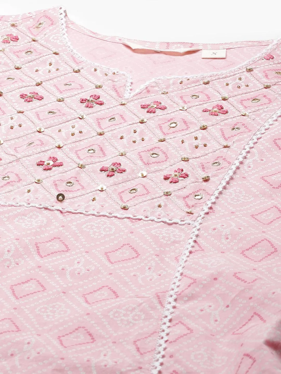 Divena Pink Cotton A-line  kurta Pant set with Dupatta