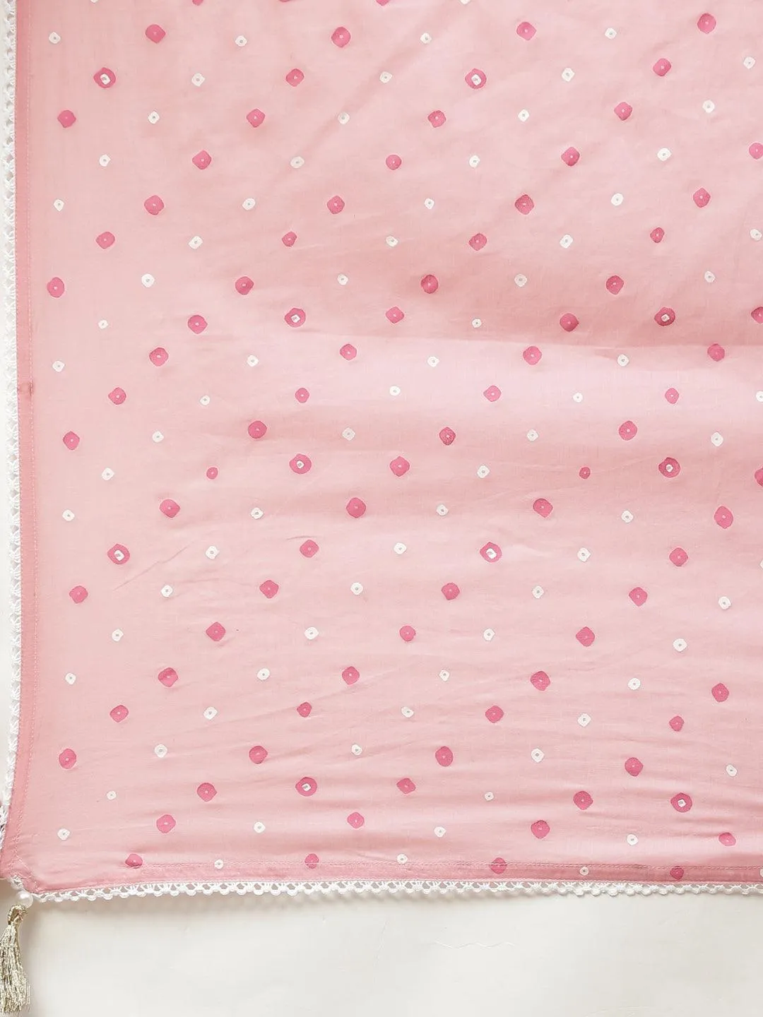 Divena Pink Cotton A-line  kurta Pant set with Dupatta