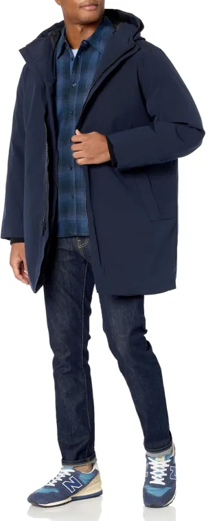 DKNY Men's Water Resistant Hooded Logo Parka Jacket