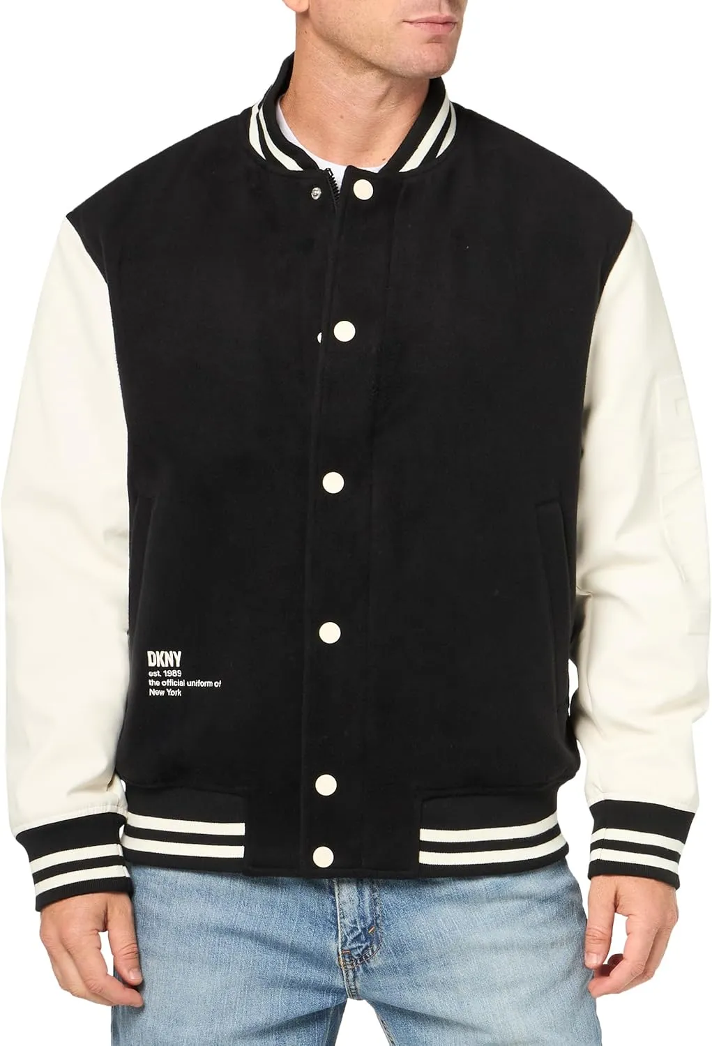 DKNY Mens Wool Blend Varsity Bomber