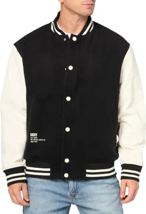 DKNY Mens Wool Blend Varsity Bomber