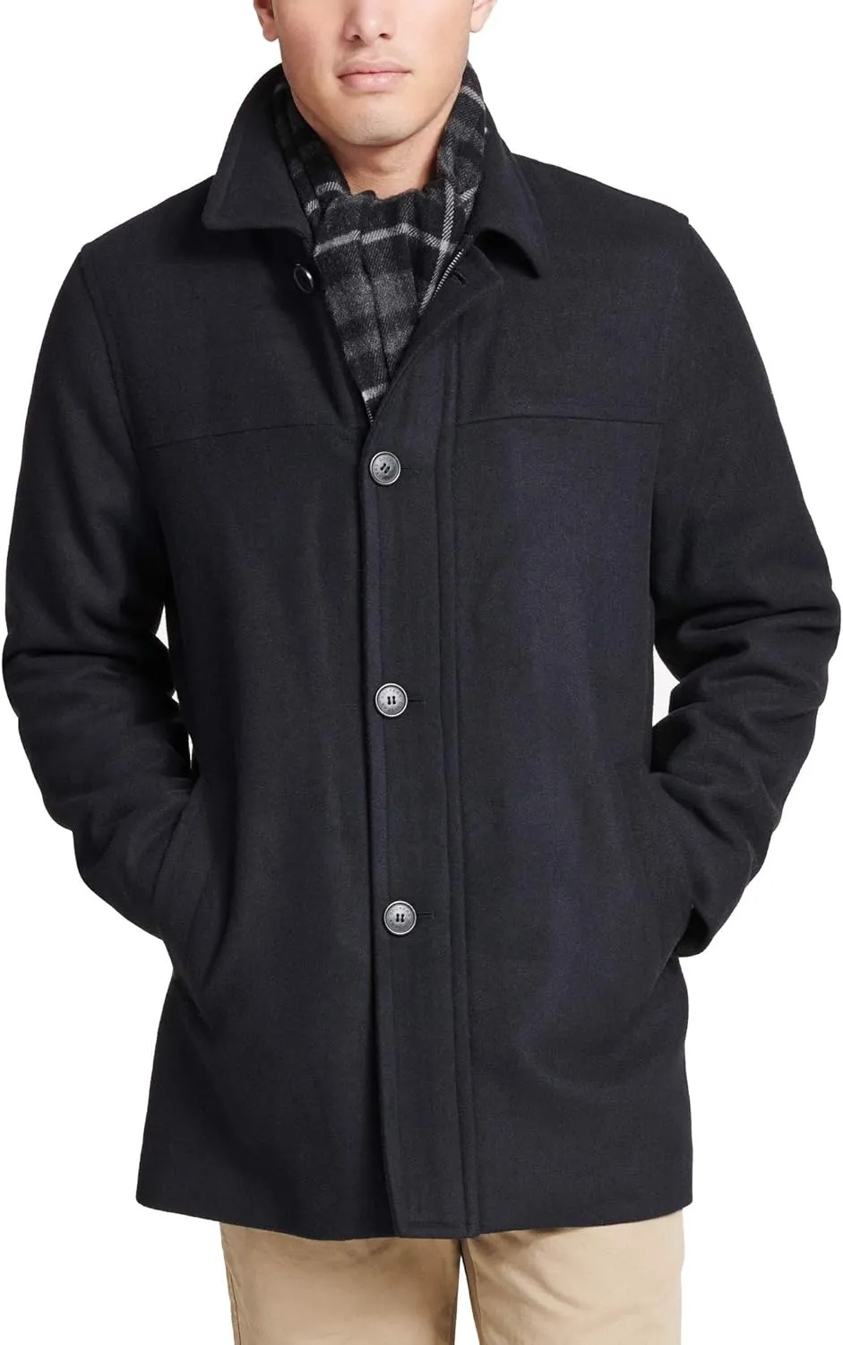 Dockers Men's Weston Wool Blend Coat with Scarf (Regular and Big & Tall)
