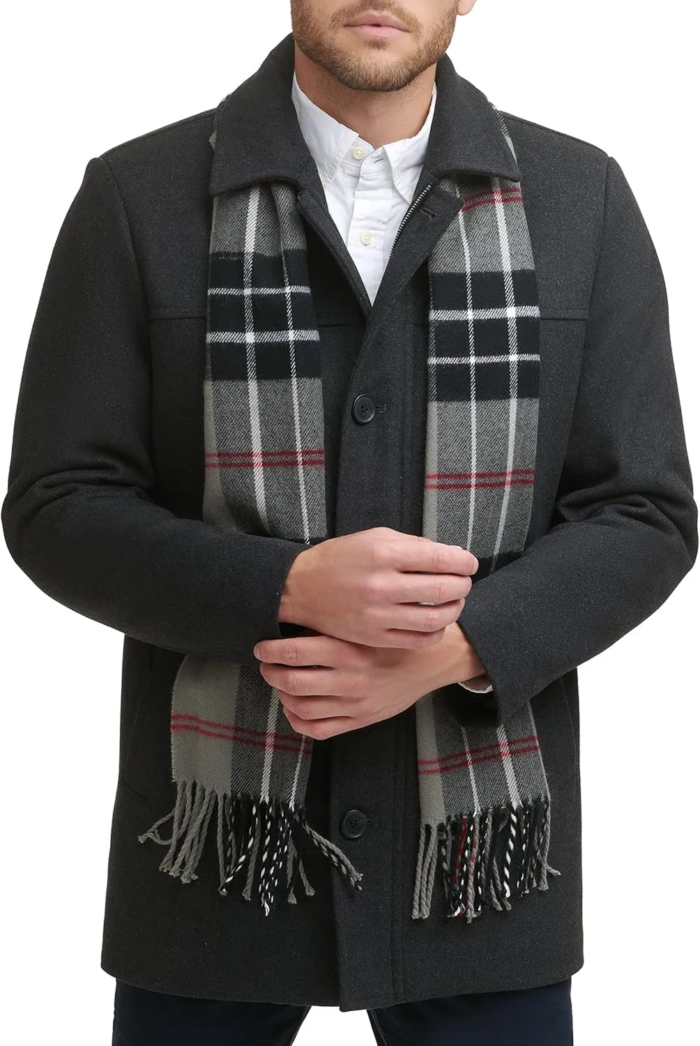 Dockers Men's Weston Wool Blend Coat with Scarf (Regular and Big & Tall)