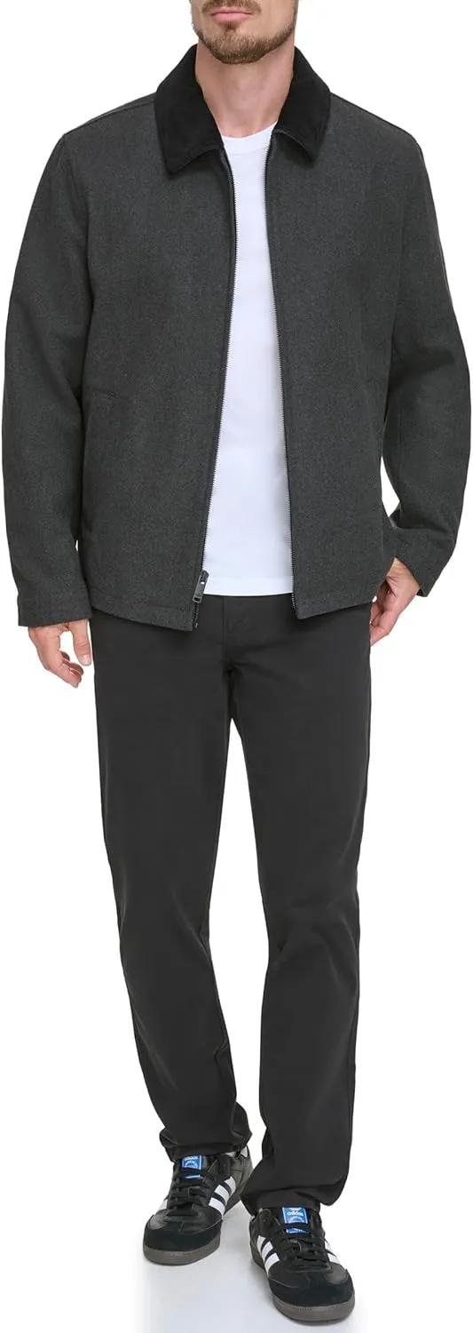 Dockers Men's Wool Blend Zip Up Jacket with Quilted Bib