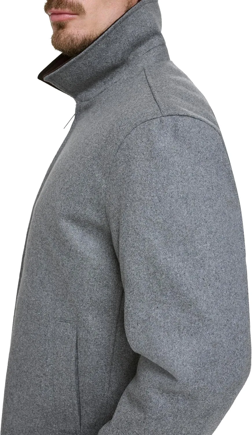 Dockers Men's Wool Blend Zip Up Jacket with Quilted Bib