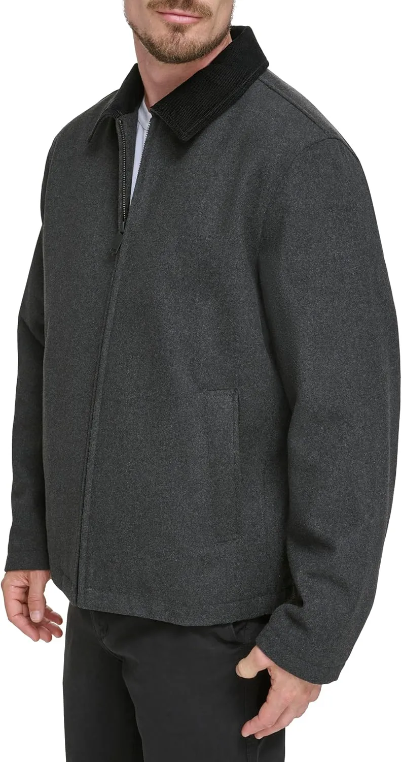 Dockers Men's Wool Blend Zip Up Jacket with Quilted Bib