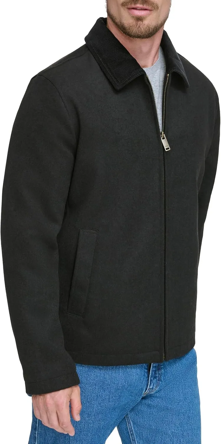 Dockers Men's Wool Blend Zip Up Jacket with Quilted Bib