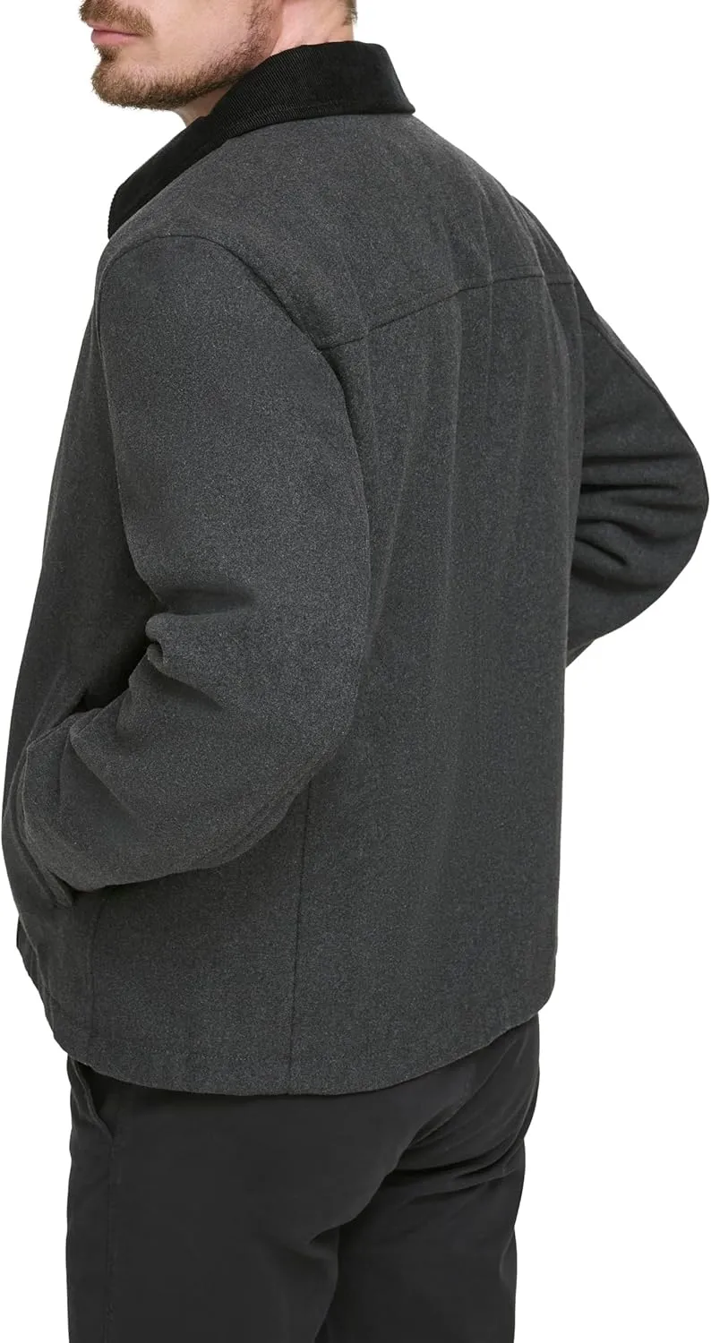 Dockers Men's Wool Blend Zip Up Jacket with Quilted Bib