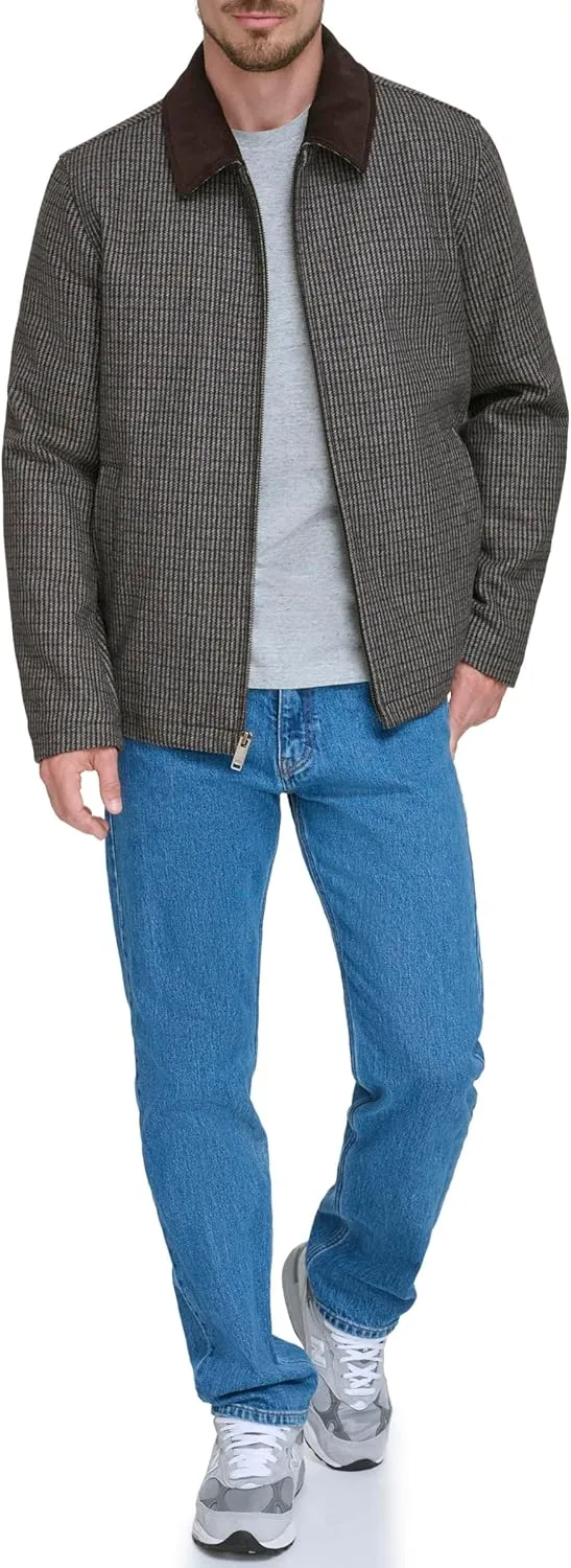Dockers Men's Wool Blend Zip Up Jacket with Quilted Bib