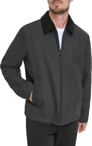 Dockers Men's Wool Blend Zip Up Jacket with Quilted Bib