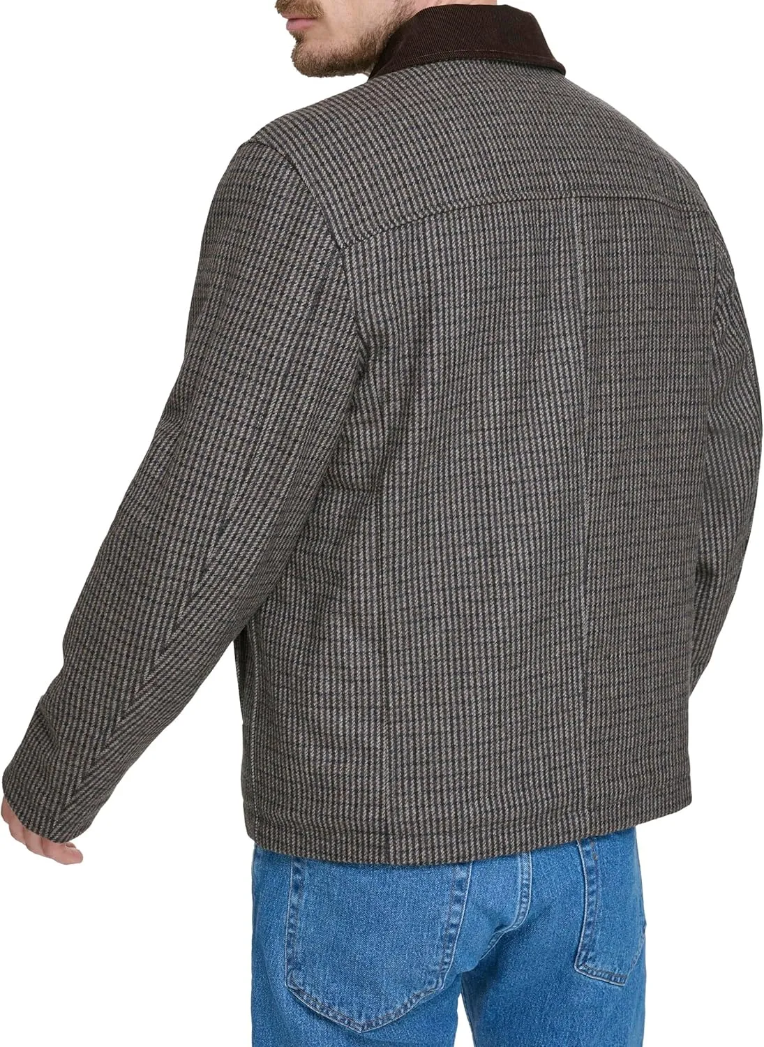 Dockers Men's Wool Blend Zip Up Jacket with Quilted Bib