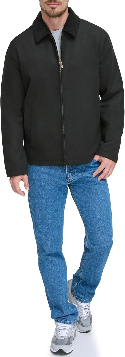Dockers Men's Wool Blend Zip Up Jacket with Quilted Bib