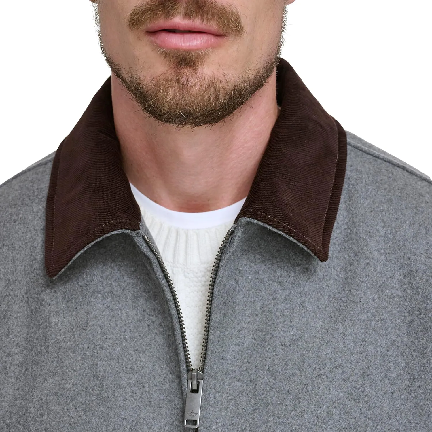 Dockers Men's Wool Blend Zip Up Jacket with Quilted Bib