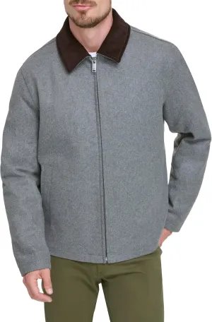 Dockers Men's Wool Blend Zip Up Jacket with Quilted Bib