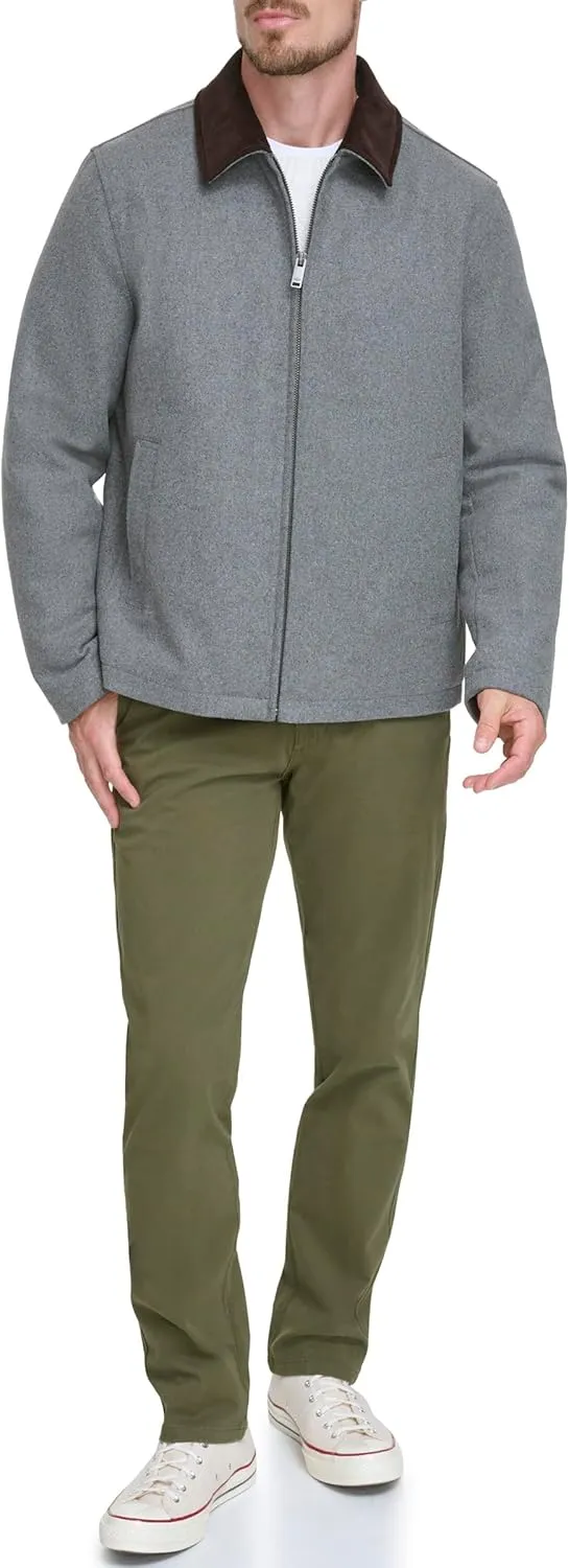Dockers Men's Wool Blend Zip Up Jacket with Quilted Bib