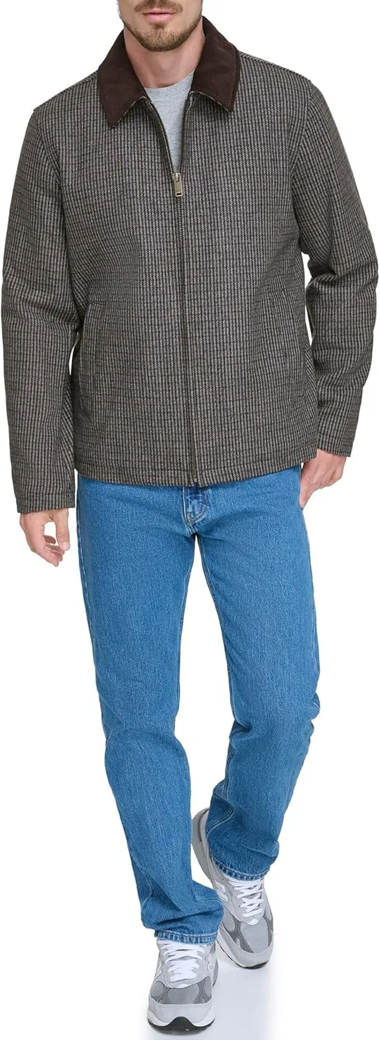 Dockers Men's Wool Blend Zip Up Jacket with Quilted Bib